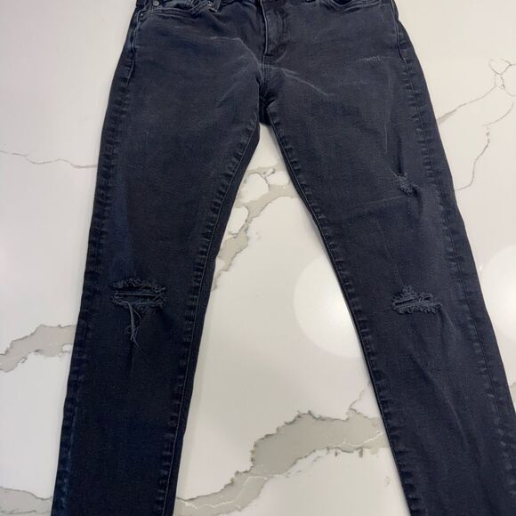 Women's Black Distressed Jeans - Picture 1 of 8